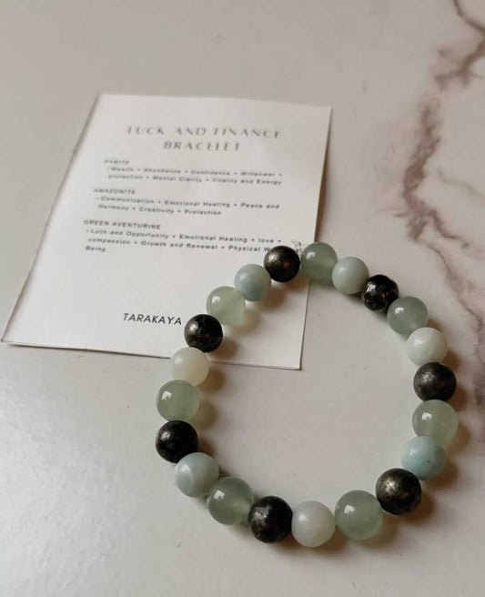 Intention Luck and Finance 8mm Natural Crystal Bracelet with healing stones