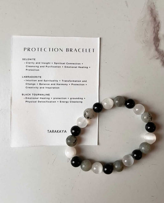 Intention Protection 8mm Natural Crystal Bracelet with protective stones