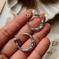 Stylish crescent moon face CZ earrings in silver 925 half hoop style