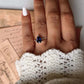 Iolite Pear Shaped Silver Ring with brilliant blue gemstone