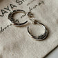 Celestial charm crescent moon face CZ studded silver 925 half hoops