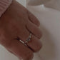 925 sterling silver ring with smooth plain band and rose quartz