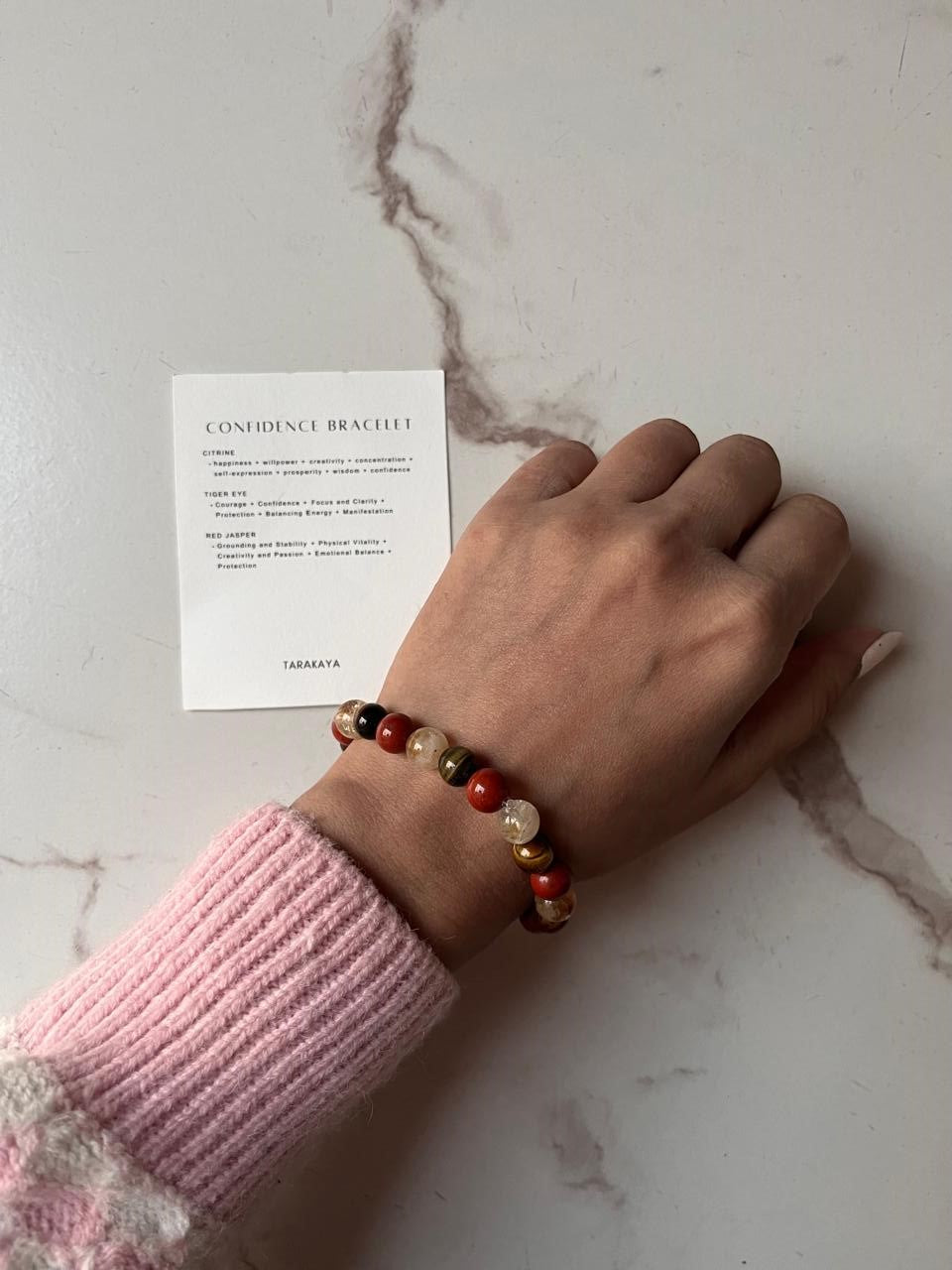 8MM natural crystal bracelet with intention to increase confidence