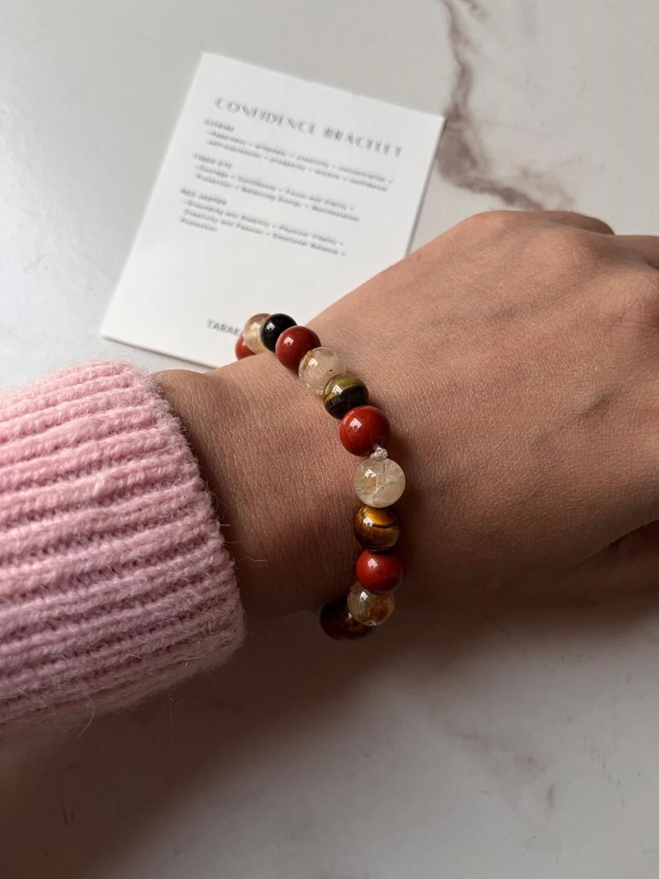 8MM natural crystal bracelet designed to boost confidence