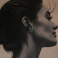 925 silver stud earrings with aqua chalcedony oval and flower detail