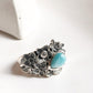Statement Larimar Ring in Sterling Silver with Forest Design