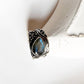 Elegant Rustic Silver Ring Featuring Pear-Shaped Labradorite