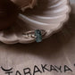 Chic Blue Apatite Raw Uncut Silver Ring with Dot Band Design
