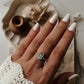 Handcrafted Blue Apatite Raw Uncut Silver Ring with Dot Details