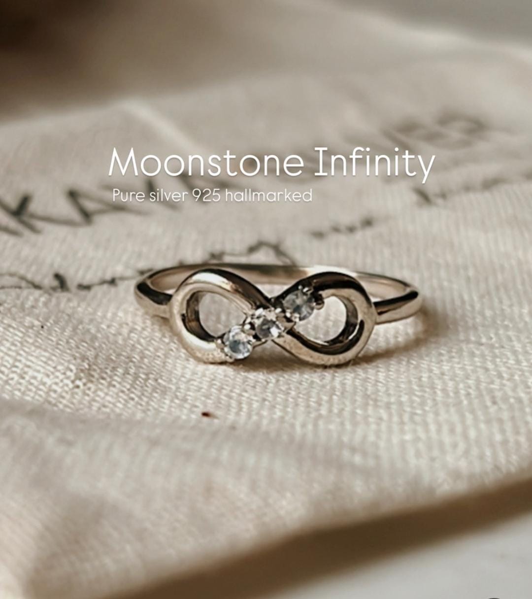 Charming Moonstone Infinity Ring in Silver