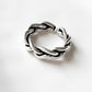 Stylish chunky twist braided silver 925 ring with customizable fit