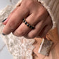 Stackable 925 sterling silver ring with gold vermeil, black spinel, and white topaz