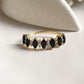 Gold vermeil Elysian stack ring with black spinel and white topaz, 925 silver base