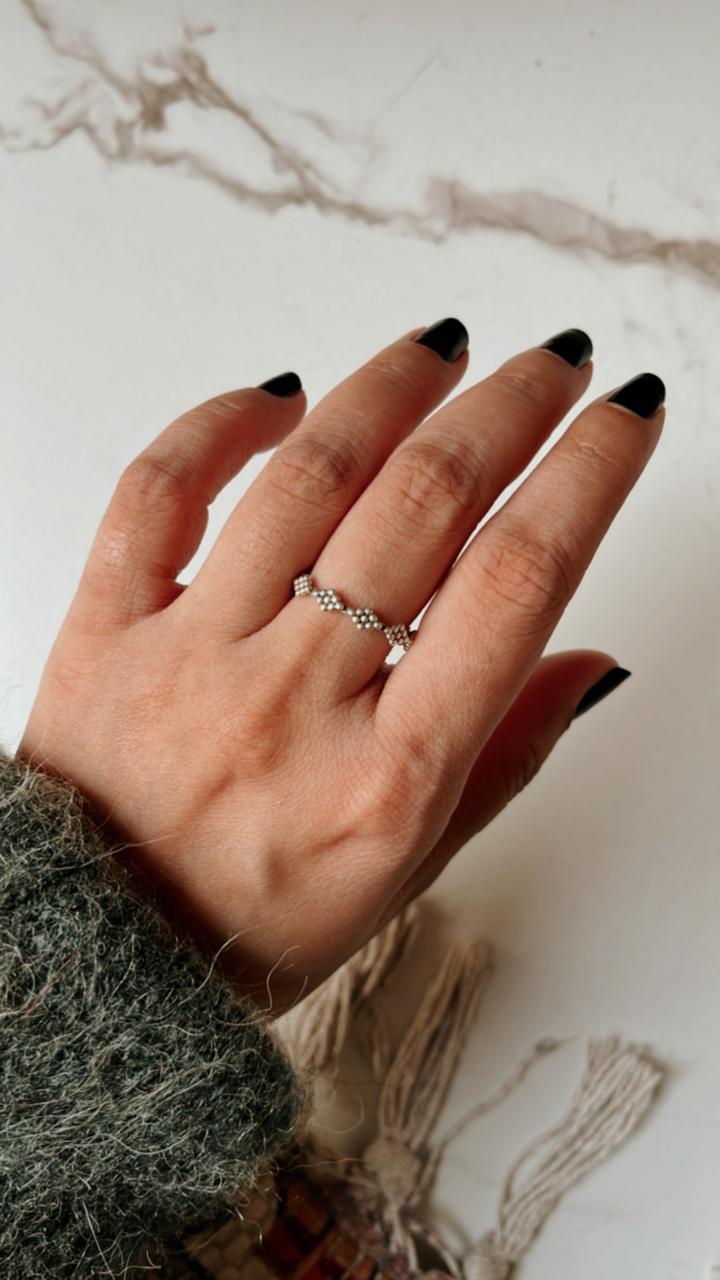 Raavy Silver Tribal Stack Ring with Unique Design