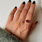 Elegant square-cut garnet silver ring in vintage style