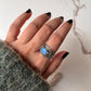 Labradorite Pear Gemstone in Rustic Silver Band Ring