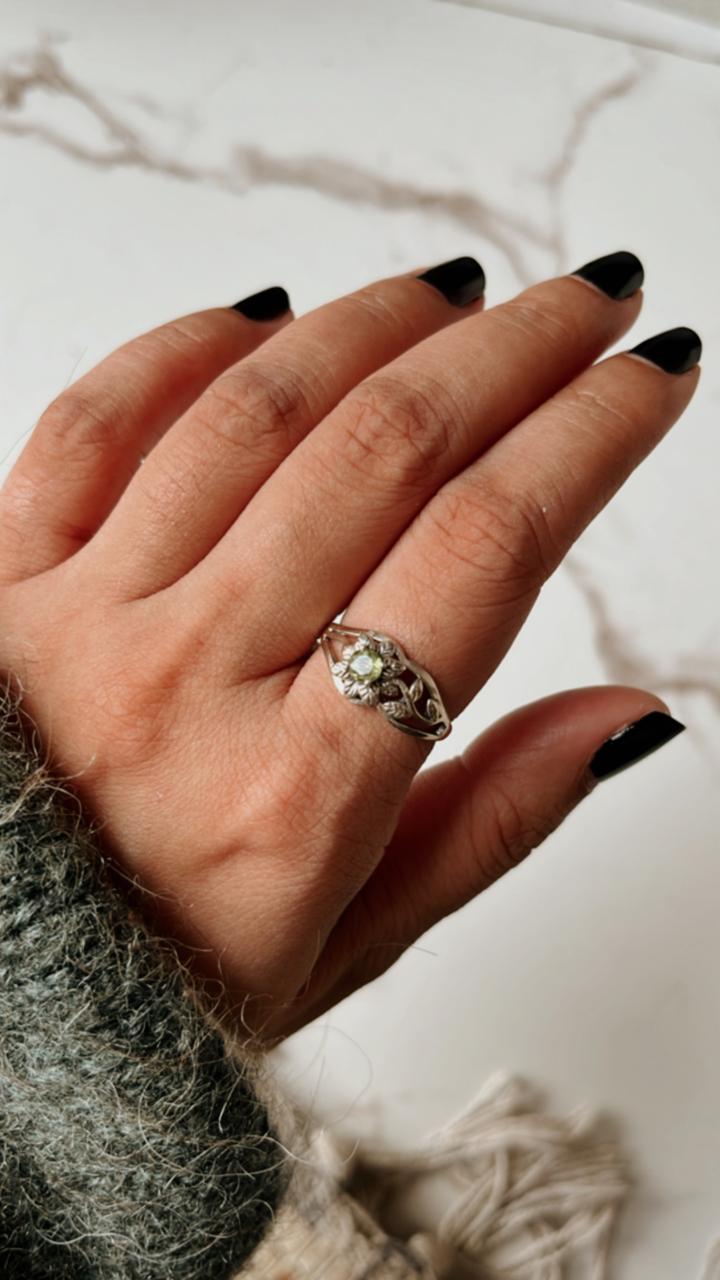 Unique Peridot Forest Ring in Sterling Silver