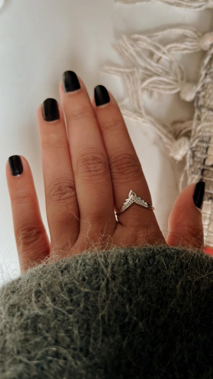 925 sterling silver V Boho stack ring