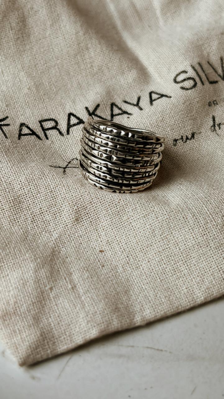 Textured Wire Stack Band Ring in Silver
