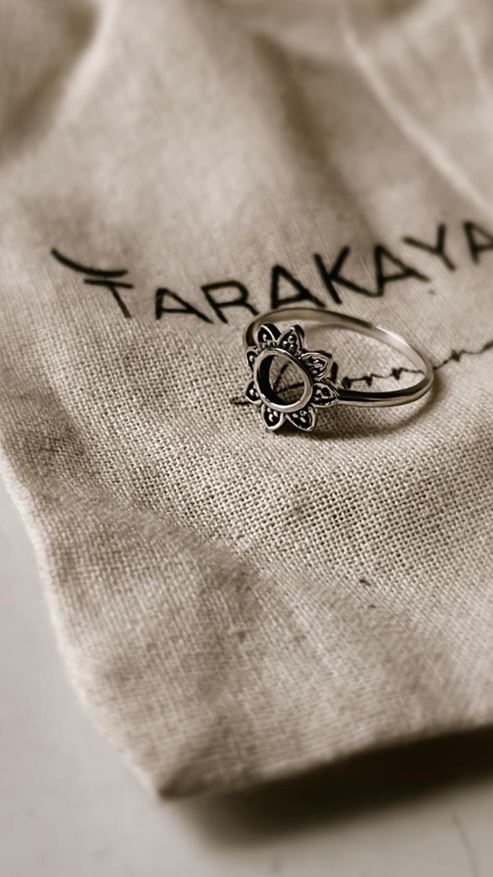 Soorajmukhi-inspired silver ring with sunburst details