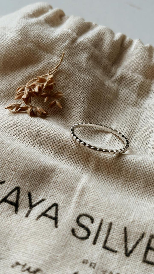 Elegant dot band stackable silver 925 ring with polished finish