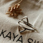 Elegant duality silver ring with sleek, contrasting design