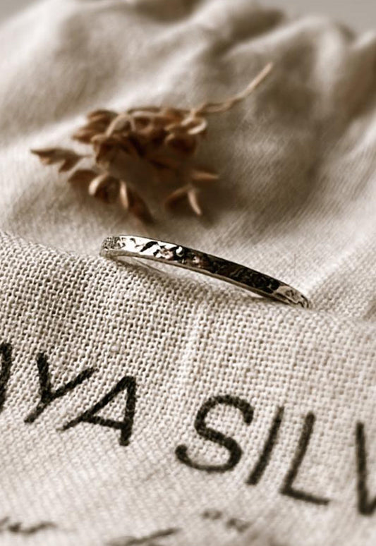 Textured stack band 925 sterling silver ring