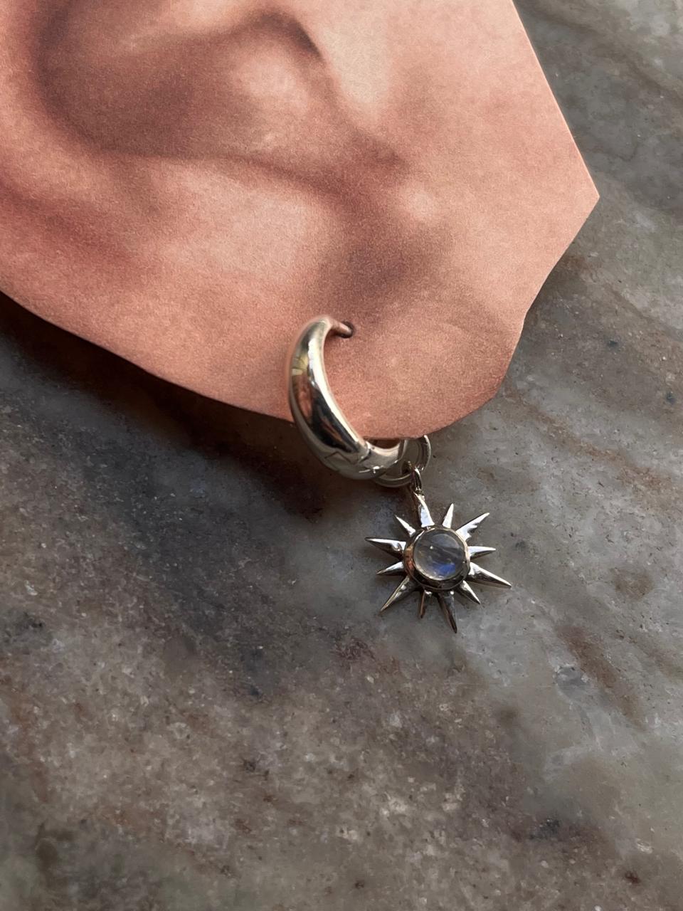 925 Silver Huggies with Sunshine Moonstone for Modern Jewelry