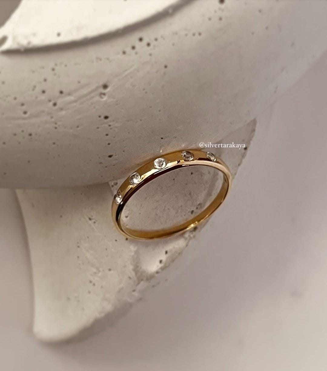 Gold Vermeil Eclipse white topaz band ring