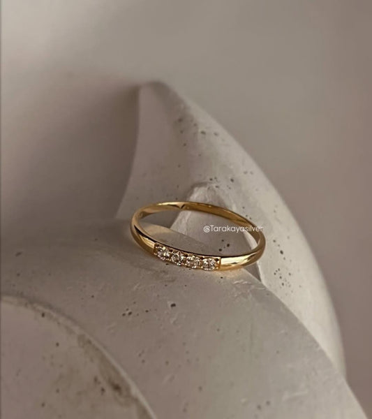 Gold Vermeil Sunlit Serenade white topaz stack band silver 925 ring
