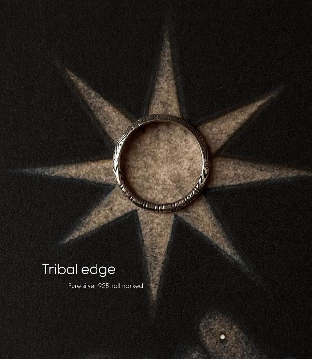 Tribal Edge 925 silver ring showcasing a unique handmade design, perfect for gifts on special occasions.