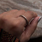 Close-up of Tribal Edge 925 Silver Ring worn on a hand, showcasing its unique design and fine craftsmanship.