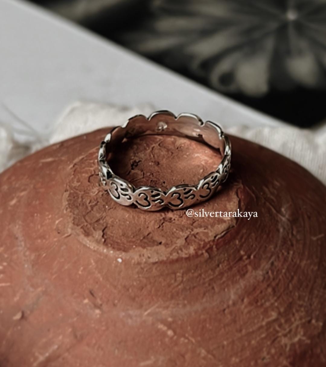 925 Silver Om/Aum Ring - Circle of Life Symbol Engraved on Silver Band