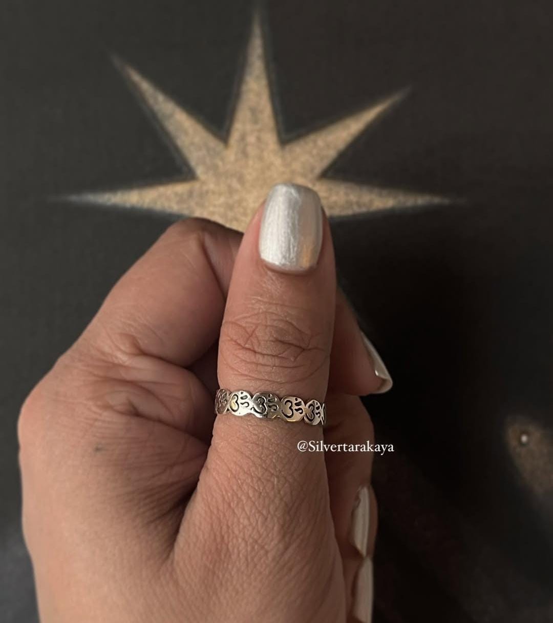 925 Silver Om/Aum Engraved Ring - Circle of Life Symbol with Spiritual Meaning