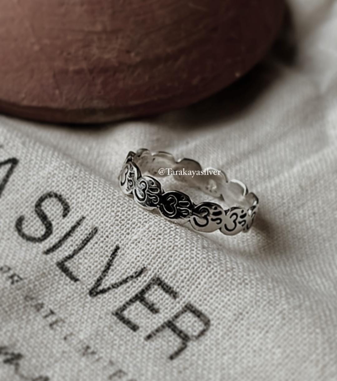 925 Silver Om/Aum Engraved Circle of Life Ring - Symbolic Silver Band