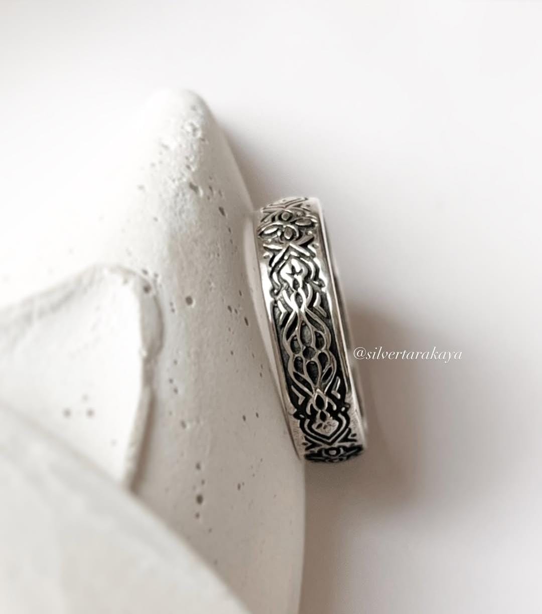 Handmade Sacred Journey 925 silver ring featuring intricate engravings, ideal for personalized gifts and special occasions.
