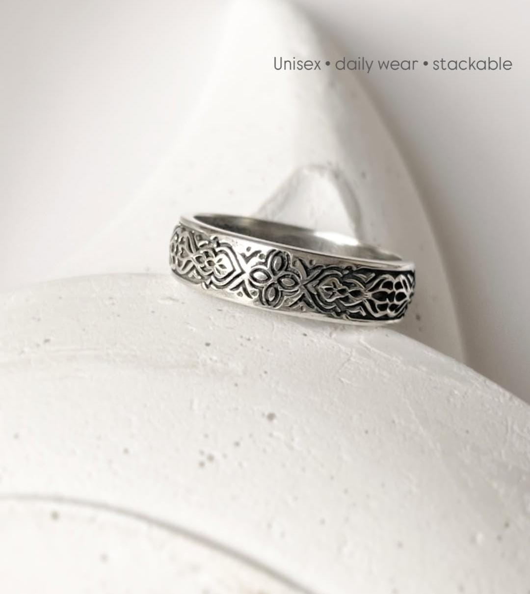 Sacred Journey 925 Silver Ring, unisex daily wear, stackable design, unique gift idea for special occasions.