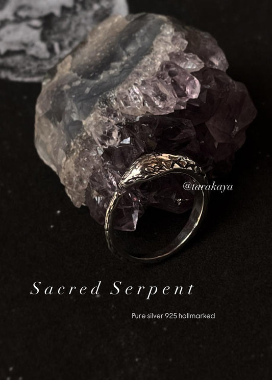 Sacred Serpent Snake Adjustable 925 sterling silver Ring - Unique Snake Design