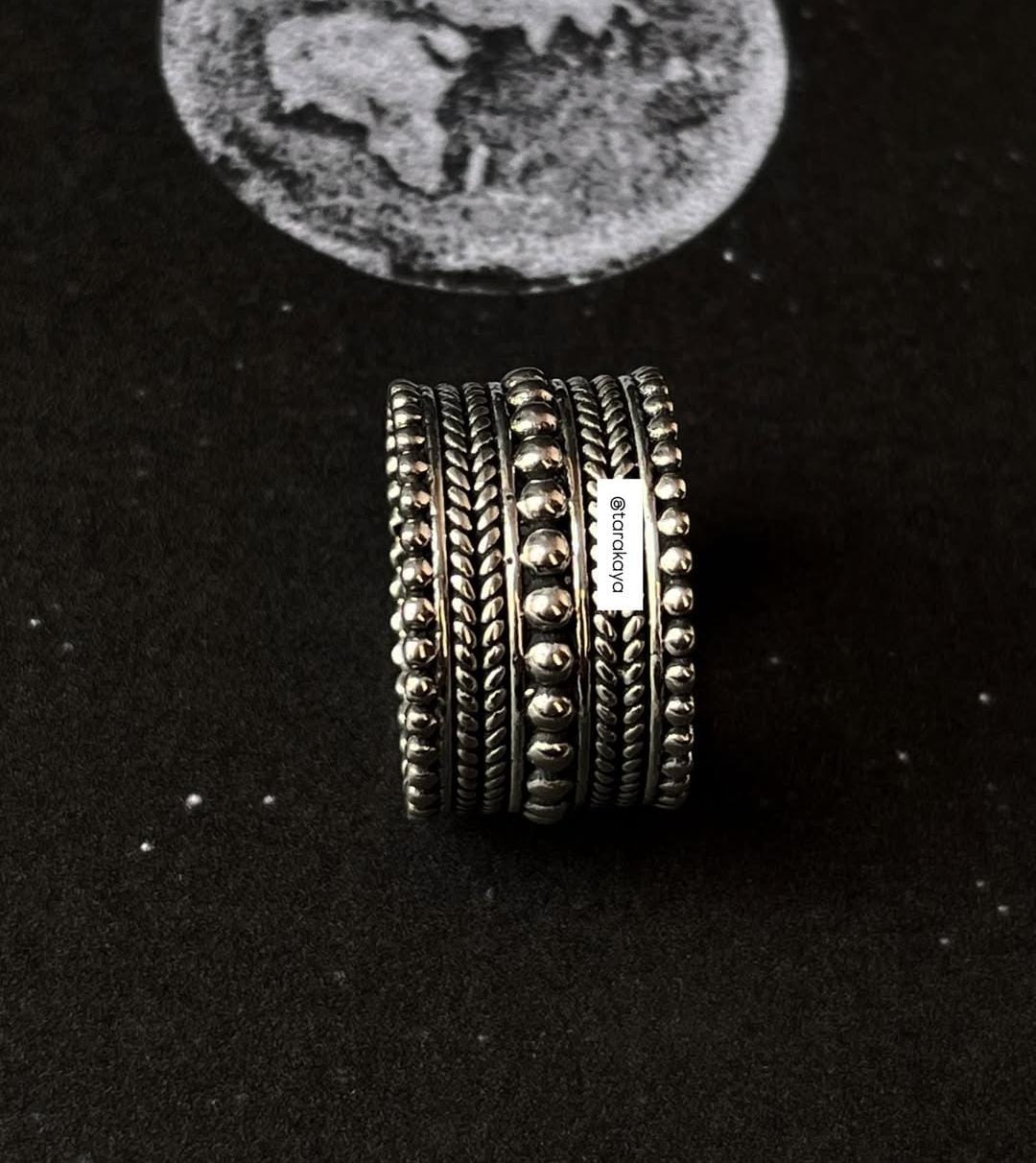Tribal Antiquity Statement Band 925 Silver Ring - Distinctive Silver Ring