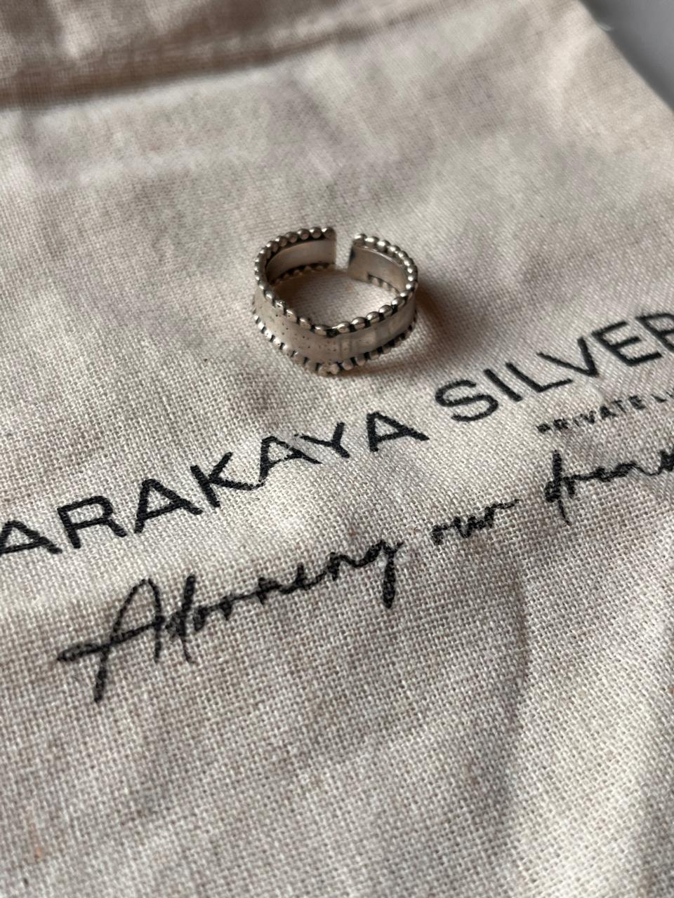 Handcrafted Antique Double Rawa V 925 Sterling Silver Ring for Little Finger