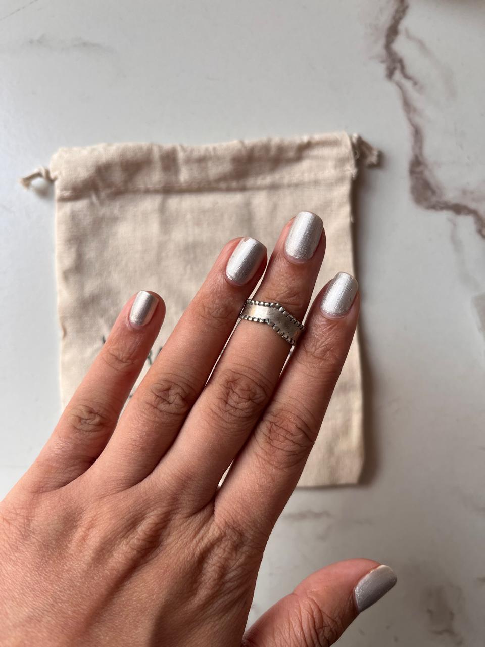 Unique Antique Double Rawa V 925 Sterling Silver Ring for Little or Mid Finger