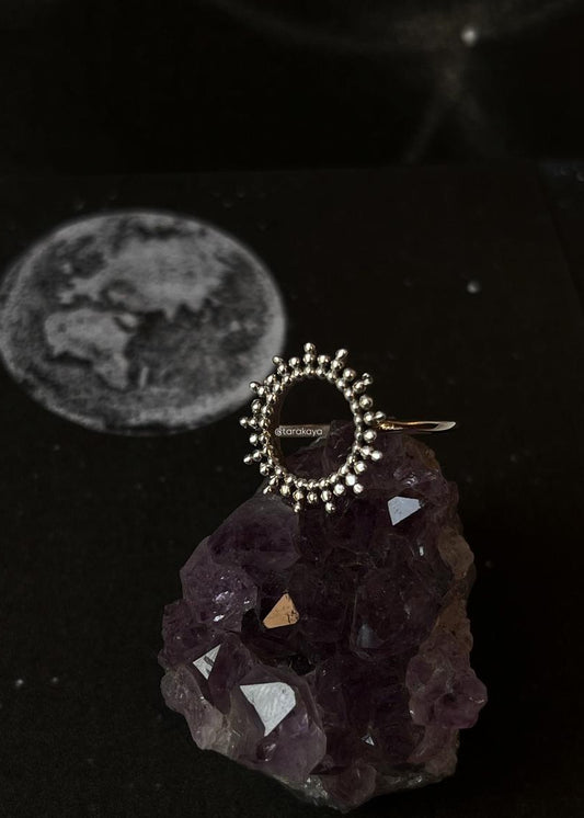 925 Sterling Silver Rawa Sun Mandala Ring with Detailed Pattern for Women