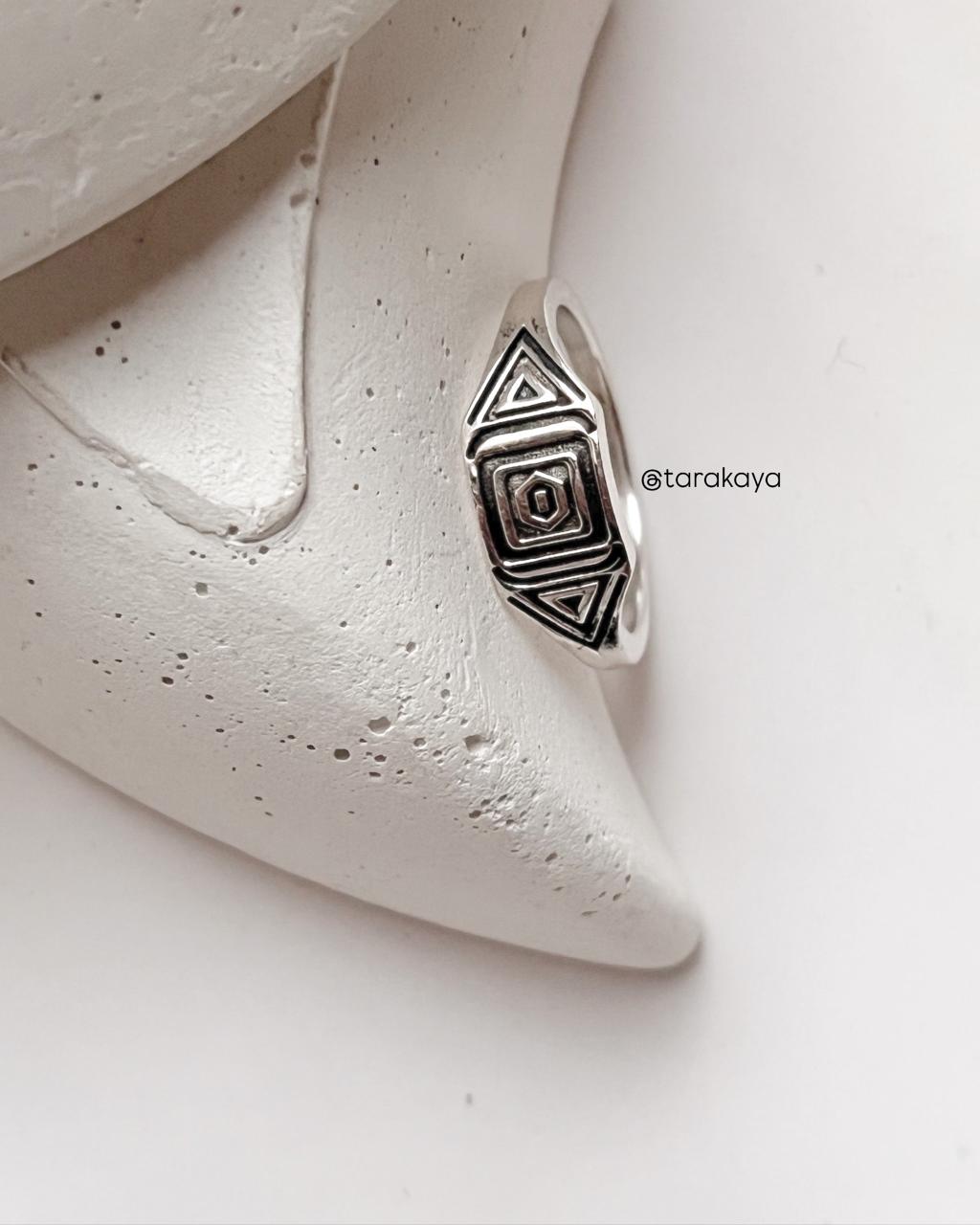 Tribal Dawn Signet 925 Silver Ring for Men and Women