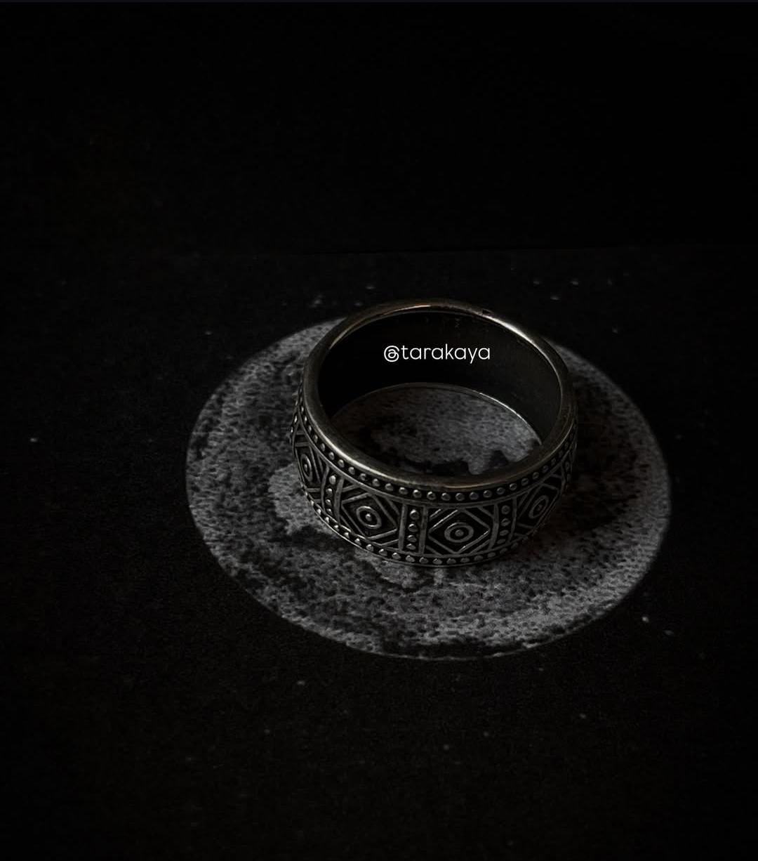 Unique Tribal Relic 925 Silver Band Ring for Men and Women