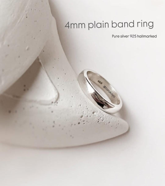 Plain 4MM Band 925 Silver Ring for Men and Women