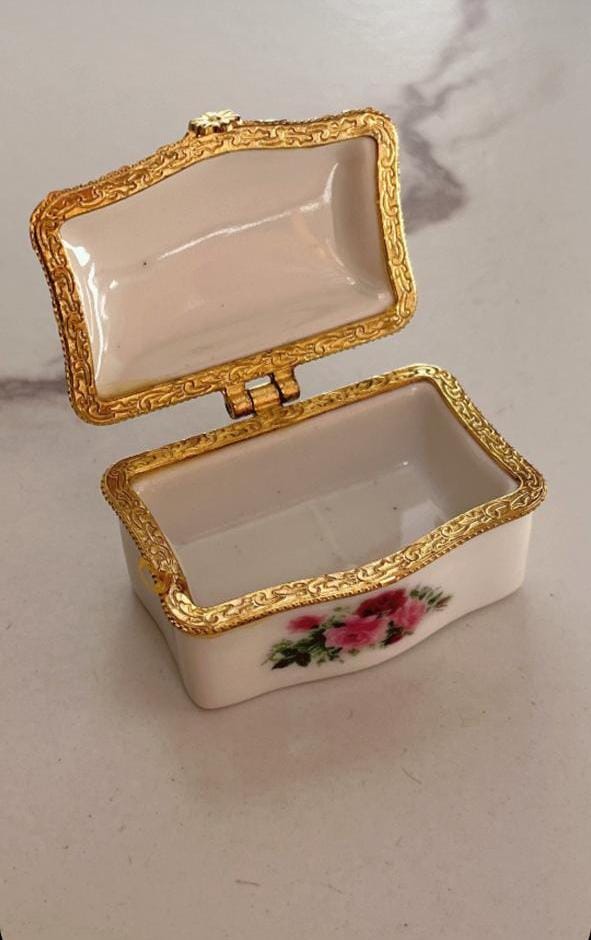 Hand-Painted Vintage Mini Porcelain Trinket Box