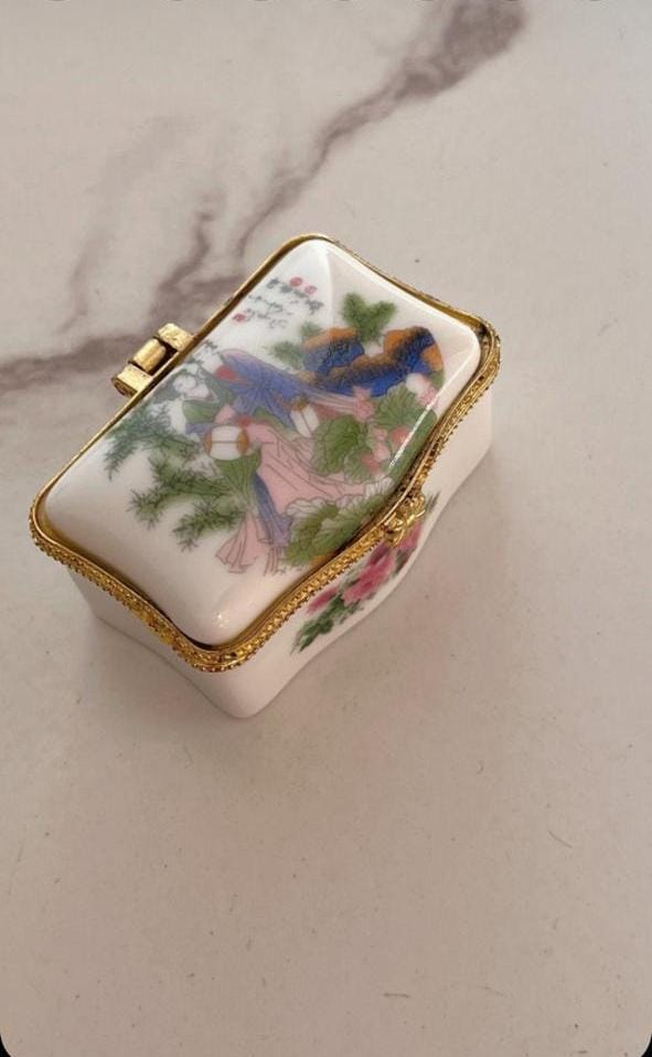 Vintage Porcelain Trinket Box for Jewelry Storage