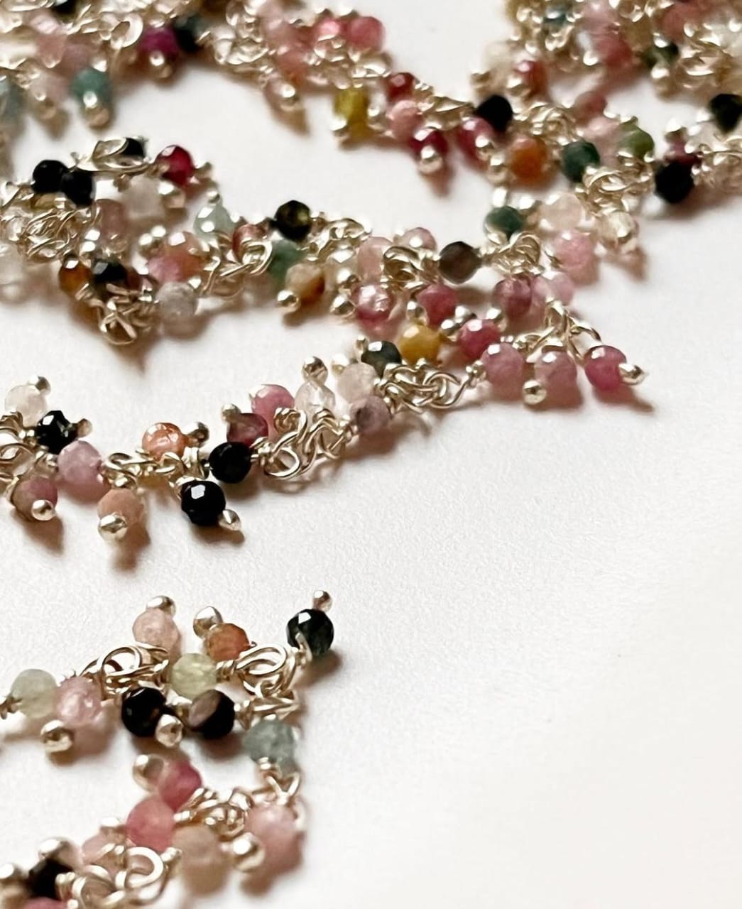 Vibrant Multi Tourmaline Anklet in Handcrafted Silver Design