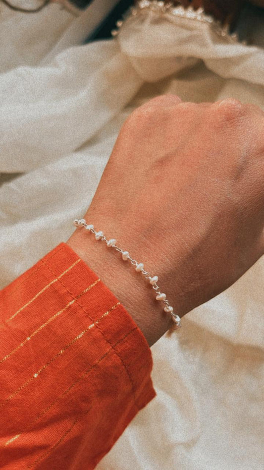 Fresh Water Pearl Handcrafted Silver Bracelet for Women