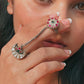 Double Band Antique Kundan Meenakari Chand Ring in 925 Silver